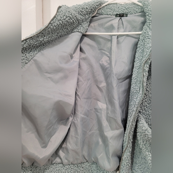 Wild Fable Teddy Sherpa Faux Fur Jacket Blue Haze XS/S Oversized - Picture 4 of 10